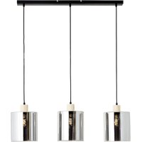 Weald Pendelleuchte 3flg schwarz/rauch/holz Metall/Glas/Holz 3x A60, E27, 40 w, Geeignet für Normallampe (nicht enthalten) - Brilliant von Brilliant