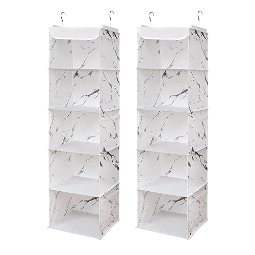 BrilliantJo 2er Set Hängeregal Kleiderschrank Organizer,Hängeregal Stoff, 5 Fächer hochwertige Hängeaufbewahrung Hängeregal Organizer Aufbewahrungssystem 30 x 30 x 108 cm Weißes Muster BrilliantJo 2er Set Hängeregal Kleiderschrank Organizer,Hängeregal Stoff, 5 Fächer hochwertige Hängeaufbewahrung Hängeregal Organizer Aufbewahrungssystem 30 x 30 x 108 cm Weißes Muster von BrilliantJo