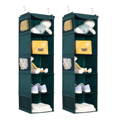 BrilliantJo 2er Set Hängeregal Kleiderschrank Organizer,Hängeregal Stoff, 5 Fächer hochwertige Hängeaufbewahrung mit Eisengestell Hängeregal Organizer Aufbewahrungssystem 30 x 30 x 108 cm Dunkelgrün BrilliantJo 2er Set Hängeregal Kleiderschrank Organizer,Hängeregal Stoff, 5 Fächer hochwertige Hängeaufbewahrung mit Eisengestell Hängeregal Organizer Aufbewahrungssystem 30 x 30 x 108 cm Dunkelgrün von BrilliantJo