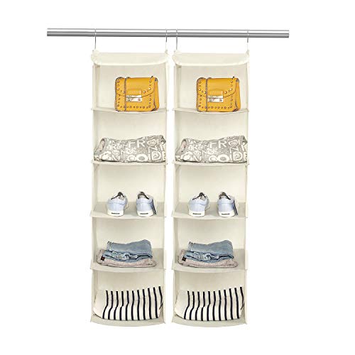 BrilliantJo 2er Set Hängeregal Kleiderschrank Organizer,Hängeregal Stoff, 5 Fächer hochwertige Hängeaufbewahrung mit Eisengestell Hängeregal Organizer Aufbewahrungssystem 30 x 30 x 108 cm Beige BrilliantJo 2er Set Hängeregal Kleiderschrank Organizer,Hängeregal Stoff, 5 Fächer hochwertige Hängeaufbewahrung mit Eisengestell Hängeregal Organizer Aufbewahrungssystem 30 x 30 x 108 cm Beige von BrilliantJo