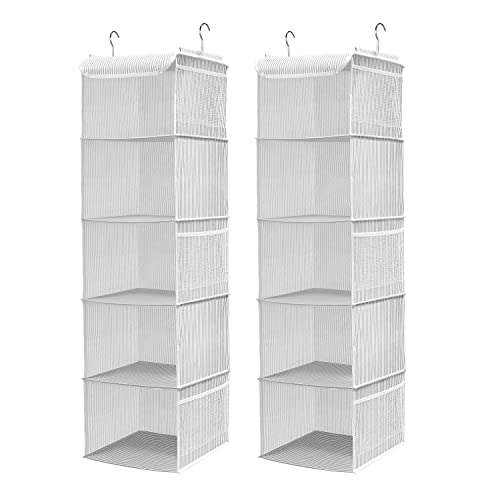 BrilliantJo 2er Set Hängeregal Kleiderschrank Organizer Stoff, 5 Fächer hochwertige Hängeaufbewahrung mit Metallhaken Organizer Aufbewahrungssystem 30 x 30 x 108 cm Graue Streifen BrilliantJo 2er Set Hängeregal Kleiderschrank Organizer Stoff, 5 Fächer hochwertige Hängeaufbewahrung mit Metallhaken Organizer Aufbewahrungssystem 30 x 30 x 108 cm Graue Streifen von BrilliantJo