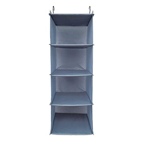 BrilliantJo Kleiderschrank Organizer, 4 Fächer hängeaufbewahrung Kleiderschrank mit Eisengestell Hängeregal Organizer Aufbewahrungssystem Set wasserdicht und leicht, Blau-grau(30 X 30 X 80 cm) von BrilliantJo