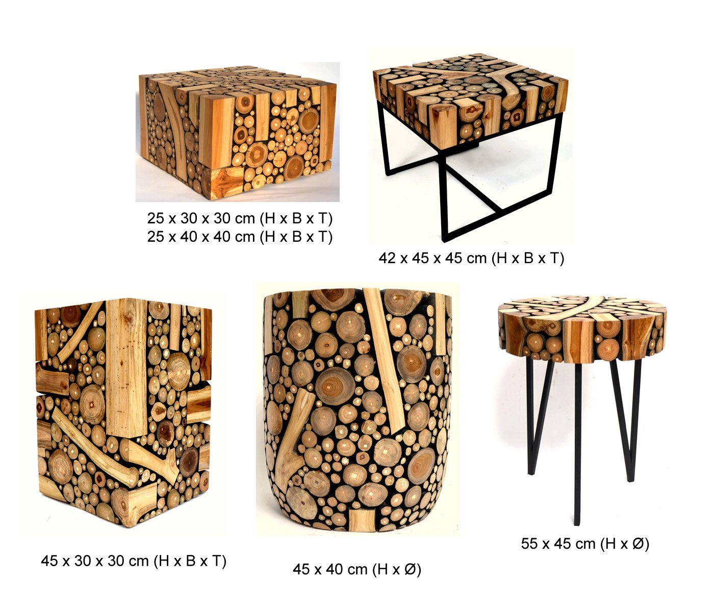 Brillibrum Beistelltisch Baumscheibentisch Mischholz Naturholz Beistelltisch Teak Holz von Brillibrum