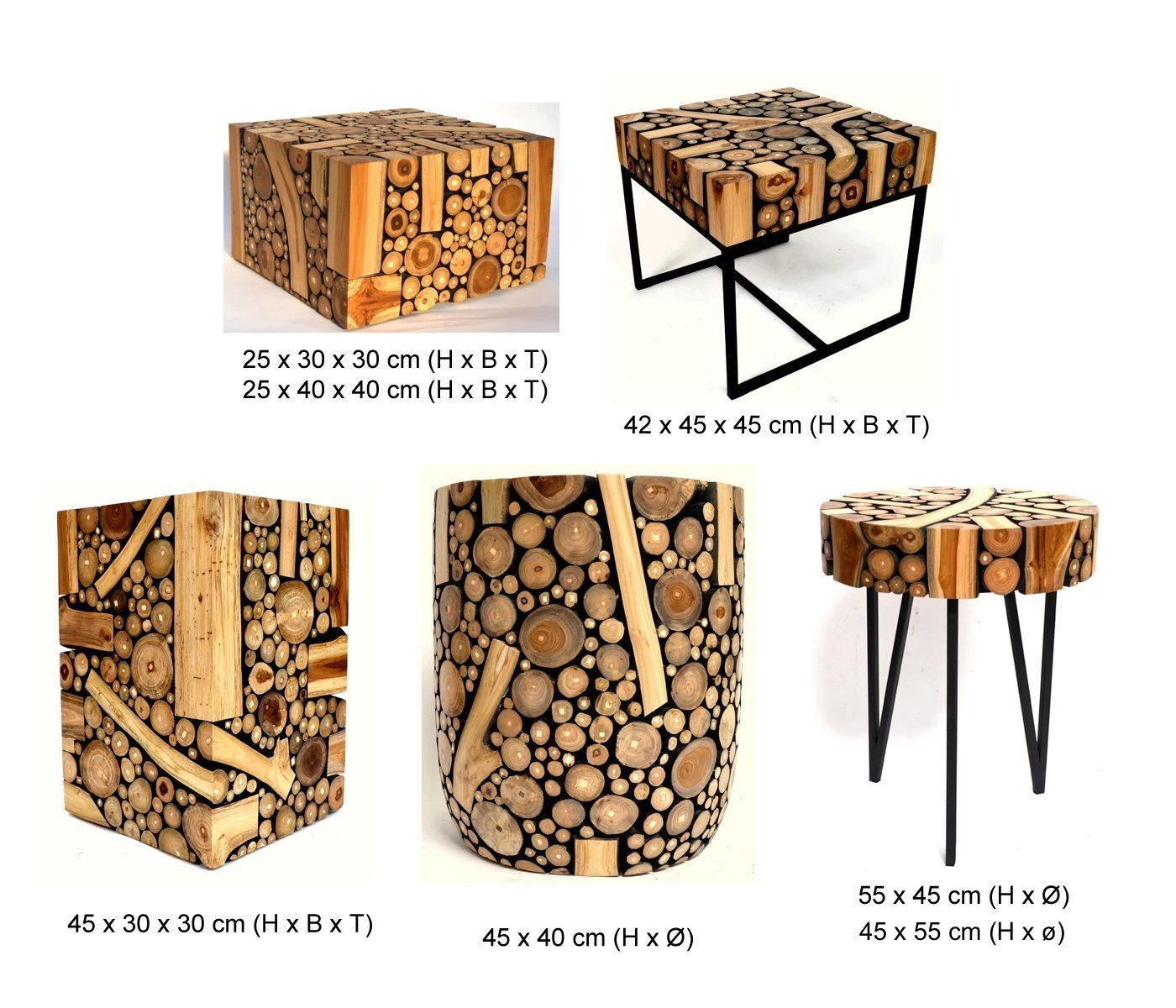 Brillibrum Beistelltisch Baumscheibentisch Mischholz Naturholz Beistelltisch Teak Holz von Brillibrum