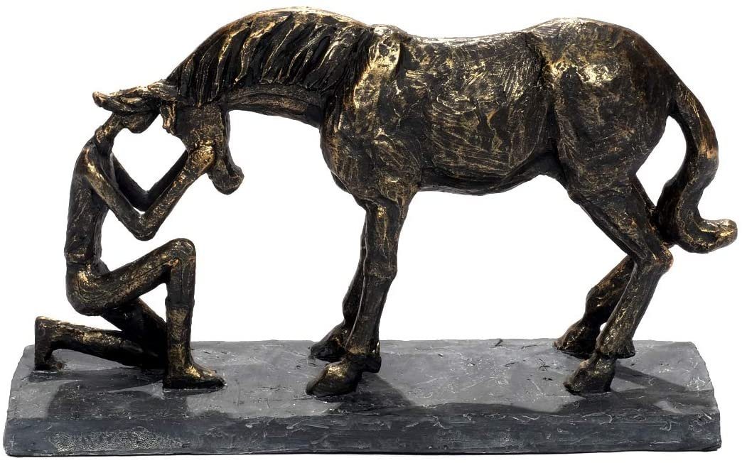 Brillibrum Dekofigur Design Figur Pferd Bronzefarben aus Polyresin Pferde Liebe Skulptur Horse Vertrauen Pferde Mädchen Geschenk von Brillibrum