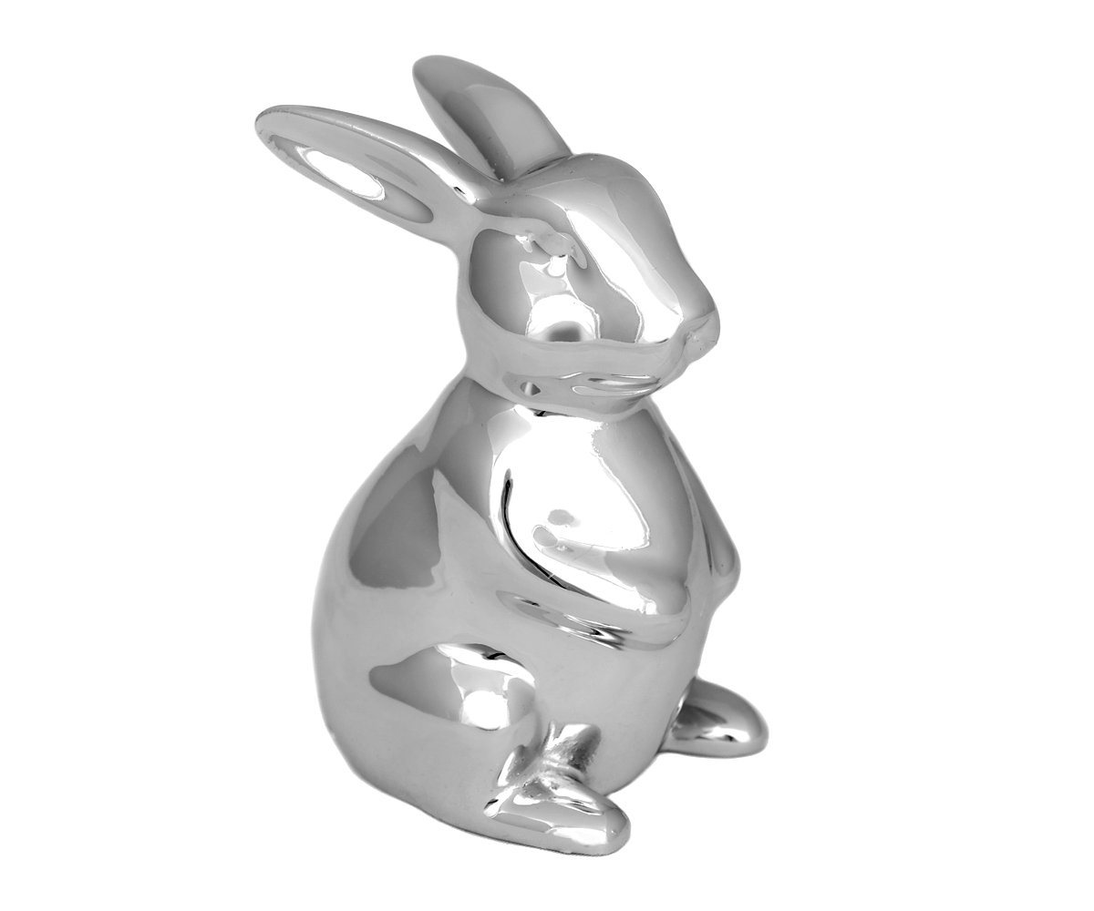 Brillibrum Dekofigur Design Hasen Figur versilbert Osterhasen Deko Häschen in Silber kleine Dekofigur Papa Mama Kind Hase stehend von Brillibrum