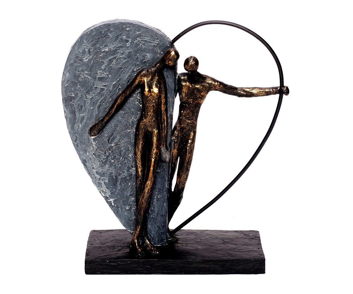 Brillibrum Dekofigur Design Herz Skulptur Kunststein Bronze Dekofigur der Freundschaft & Liebe aus Polystone Liebespaar Hochzeitsgeschenk Herzfigur Skulptur Couple Love von Brillibrum