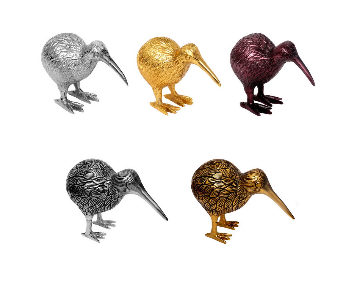 Brillibrum Dekofigur Kiwi Vogel Tier Deko Figur Laufvogel Tierfigur versilbert Neuseeland Glücksbringer Lila Gold Silber Schwarz Metall Dekoration Handarbeit von Brillibrum