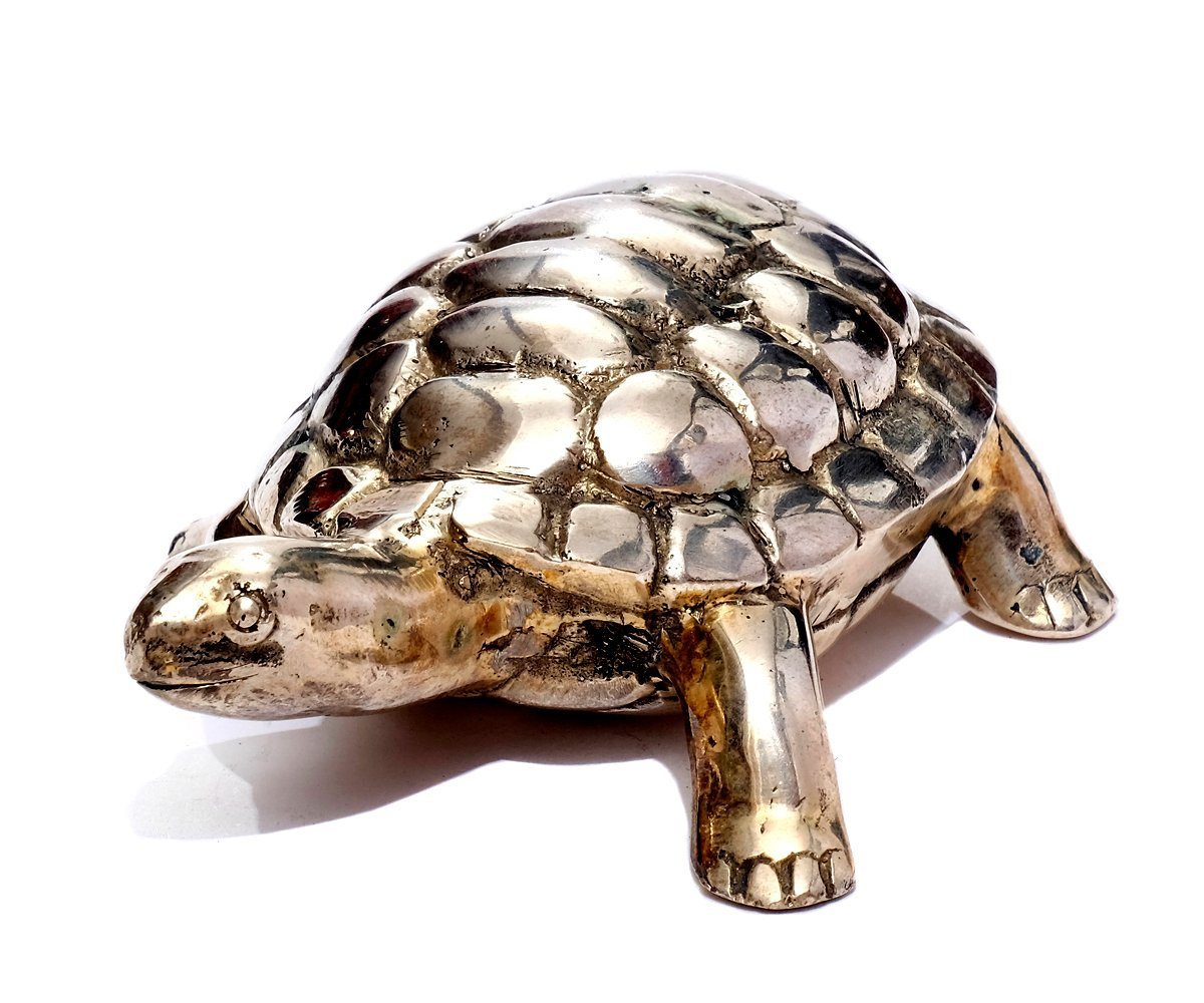 Brillibrum Dekofigur Schildkröte Deko Metallfigur versilbert Schildkröten Tierfigur Landschildkröte Skulptur Silber von Brillibrum