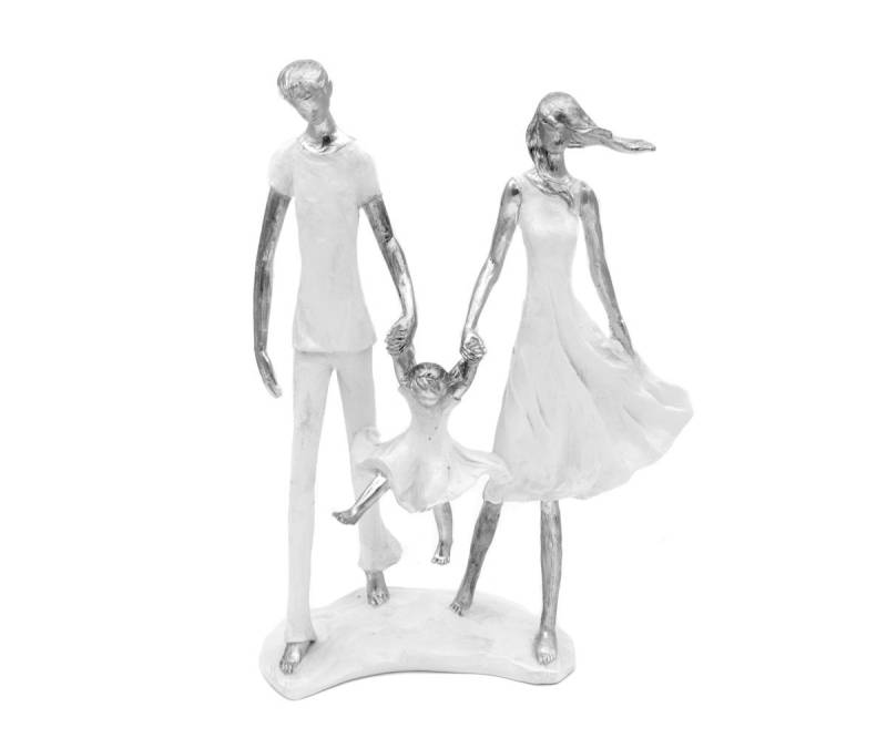 Brillibrum Dekofigur Skulptur Familie Weiß Silber Dekofigur aus Kunststein Family von Brillibrum