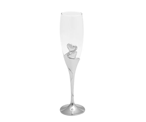 Brillibrum Design 2er Set Champagnergläser Herz Sektgläser versilbert anlaufgeschütz Sektflöten mit Kristallsteinchen & Herz-Motiv Hochzeitsgläser Set (mit Gravur) von Brillibrum