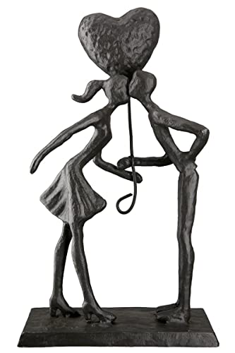 Brillibrum Design Eisen Skulptur aus Gusseisen kleine Liebespaar Eisen Figur klein Geschenk zur Hochzeit Love Couple Sculpture 22,5 x 12,5 x 5 cm (Figur 16) von Brillibrum
