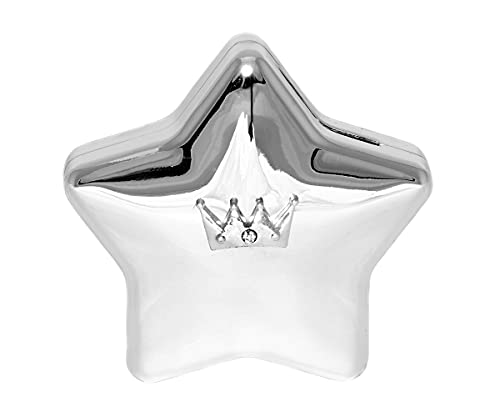 Brillibrum Brillibrum Design Kinder Spardose Silber Stern mit Krone Taufe versilberte Spardose Kindersparbüchse Taufgeschenk für Mädchen Geldgeschenk Baby (Gravur bis 15 Zeichen) von Brillibrum