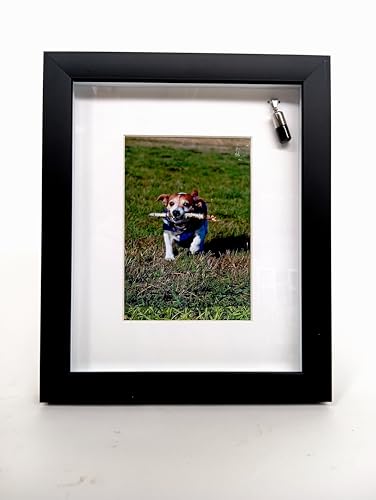Brillibrum Design Bilderrahmen Haustier Rahmen 10x15cm Glas Foto-Rahmen schwarz Trauerrahmen Hund Katze mit Aschekapsel Matt Urne gelieber Hund (Variante 5, Ohne Gravur) von Brillibrum
