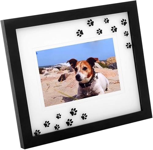 Brillibrum Design Bilderrahmen Pfotenabdrücke 10x15cm Glas Foto-Rahmen schwarz Hunde-Pfoten Matt Geschenk Katzen-Tapsen (3 - Ohne Gravur) (Variante 3, Gravur bis 20 Zeichen) von Brillibrum