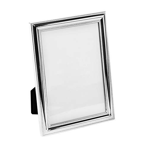 Brillibrum Design Bilderrahmen versilbert Perlen Rand Optik Fotorahmen gewölbt Perlen Optik verschiedene Größen Foto Rahmen Silber (Ohne Gravur, 9x13) von Brillibrum