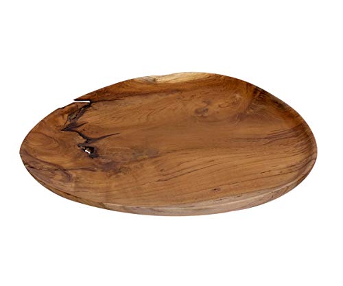 Brillibrum Design Brotzeitbrett Teak Deko Tablett Servierbrett Rustikal Aus Teak-Holz Rund Holz Untersetzer von Brillibrum