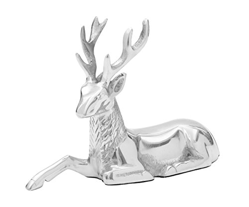 Brillibrum Design Dekofigur Hirsch aus Aluminium Figur Rentier Silber Weihnachtsdeko REH Statue Skulptur Liegend Hirsch Dekoration Hirschfigur (Varainte 5 : 14,5x6,5x21,4 cm) von Brillibrum