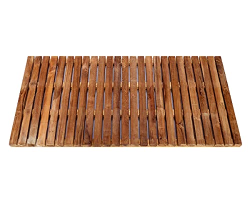 Brillibrum Design Duschvorleger Holz Duschmatte robuste Teakholz Wanneneinlage rutschfest Badvorleger Teak Holz Wanneneinlage Innen & Außenbereich Antirutschmatte Holz (100x50cm, Variante 1) von Brillibrum
