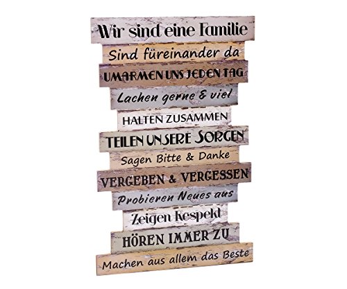 Brillibrum Design Familienregeln Schild Wanddekoration aus Holz Familien Schild Vintage Holzbild mit Sprüchen von Brillibrum