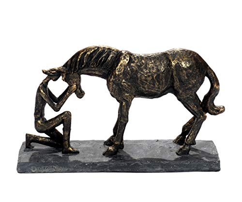Brillibrum Design Figur Pferd Bronzefarben aus Polyresin Pferde Liebe Skulptur Horse Vertrauen Pferde Mädchen Geschenk von Brillibrum