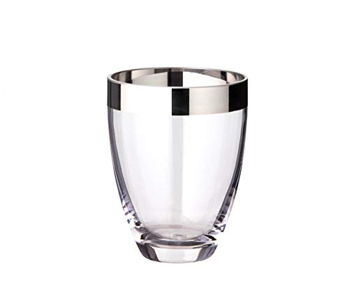 Brillibrum Design Glas Vase mit Platinrand Mundgeblasen Kristallglas Tischdeko Blumenvase 16cm von Brillibrum