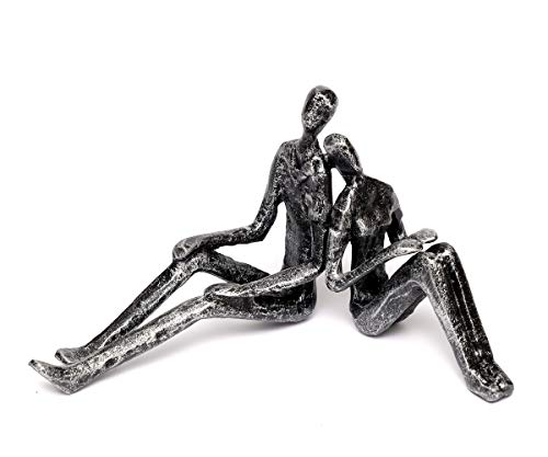 Brillibrum Design Dekofigur Handmade Eisenfigur Paar Harmonisches Pärchen aus Gusseisen in Antik Silber modernes Skulpturen Paar Figur Freundschaft 6: 9,5 x 19 x 9 cm (Figur 6) von Brillibrum