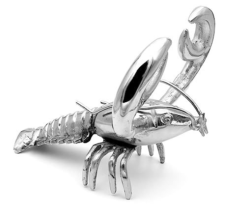 Brillibrum Design Hummer Figur Metall Versilbert Deko Lobster Silber Vintage Tisch-Dekoration Versilberte Statue (Variante 2) von Brillibrum