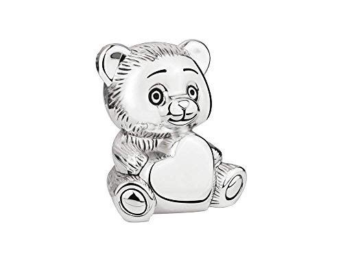 Brillibrum Design Kinder Spardose Bär mit Herz Wunschgravur Sparbüchse versilbert Teddy Geldgeschenk Taufe Geburtstag Kindersparbüchse Gravur von Brillibrum