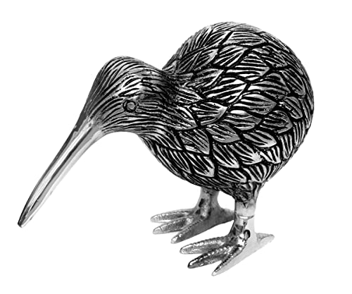 Brillibrum Design Kiwi Tier Deko Figur Vogel Australien Tierfigur Nationalsymbol von Neuseeland Glücksbringer Animal Kiwi Deko Skulptur, Größen Name: 19x12x24cm (HxBxT), Material: Silber-Schwarz von Brillibrum