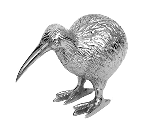 Brillibrum Design Kiwi Tier Deko Figur Vogel Australien Tierfigur Nationalsymbol von Neuseeland Glücksbringer Animal Kiwi Deko Skulptur, Größen Name: 9x9x12cm (HxBxT), Material: Silber von Brillibrum