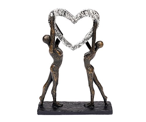 Brillibrum Design Kunst Skulptur Herz Kunststein Abstrakte Moderne Kunst-Figur Wohnzimmer Bronze Dekofigur der Freundschaft & Liebe aus Polystone Lieb von Brillibrum