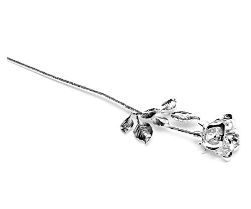 Brillibrum Design Metall Rose versilbert mit österreichischem Kristallglas Dekorose Liebesgeschenk Hochzeitsgeschenk Dekoblume Forever Rose Silver langstielige Rose Gold (Silber) von Brillibrum
