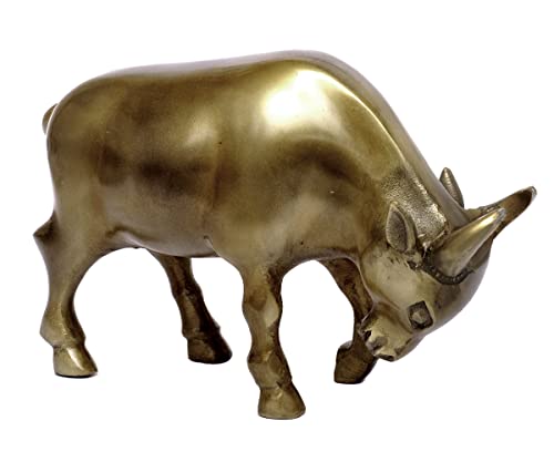 Brillibrum Design Metall Stier Figur Bulle Dekofigur Statue Skulptur Stierfigur Börse Banker Trader Aktien Büffel Bison Handmade (Stier - Messing Antik) von Brillibrum