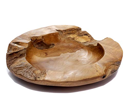 Brillibrum Design Natur Teak Schale Snackschale Holz exklusive Deko aus massiven Teakholz rustikale Holzschale rund (rund, ⌀ 40 cm) von Brillibrum