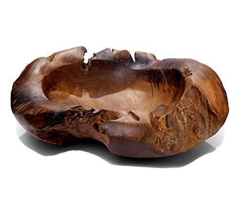 Brillibrum Design Natur Teak Schale Snackschale Holz exklusive Deko aus massiven Teakholz rustikale Holzschale rund (rund, ⌀ 50 cm) von Brillibrum