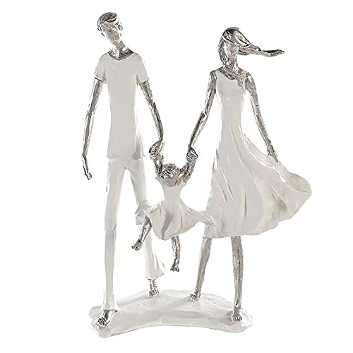 Brillibrum Design Skulptur Familie Weiß Silber Dekofigur aus Kunststein Family Geschenkidee Deko Element Höhe 36 cm von Brillibrum