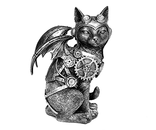 Brillibrum Design Skulptur Steampunk Cat Figur aus Polyresin Katzedeko Industrial deko Zahnräder Steam Punk Katze Höhe 24cm (Variante 1) von Brillibrum