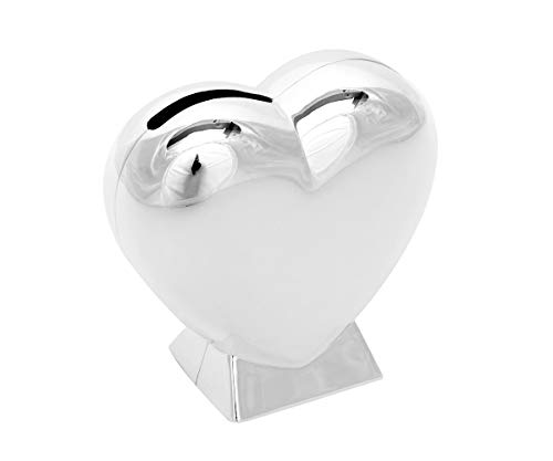 Brillibrum Design Spardose Herz versilbert anlaufgeschützt Geldgeschenk Hochzeit Sparschwein in Herzform Sparbüchse Liebesgeschenk von Brillibrum