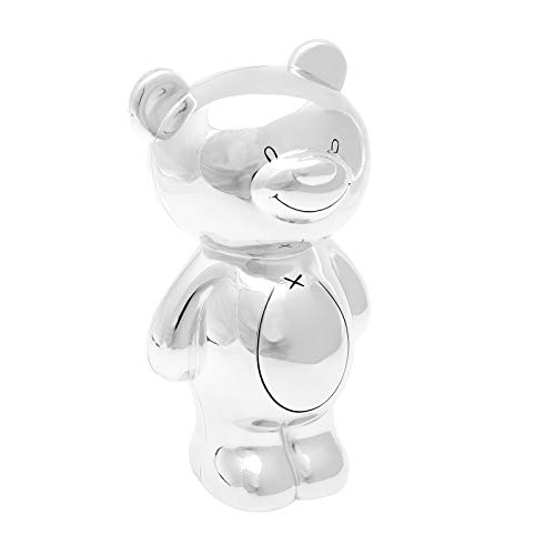 Brillibrum Design Spardose Kinder mit Namen personalisiert Teddybär Geldose versilbert Sparbüchse mit Witmung persönliche Geschenkidee von Brillibrum