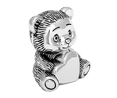 Brillibrum Design Spardose Teddy-Bär mit Herz inkl Namen Gravur Geldose aus Metall versilbert anlaufgeschützt Bärchen Sparbüchse mit persönlicher Widmung von Brillibrum