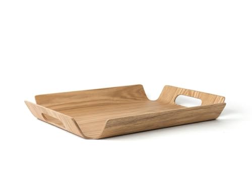 Brillibrum Design Tablett mit Griffen helles Holz Tablett Serviertablett Eiche Kerzentablett Deko Holz Teetablett (Eiche L-44x33x4,5cm) von Brillibrum