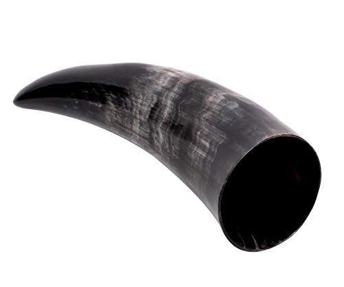 Brillibrum Design Trinkhorn Becher echtes Kuhhorn poliert mit Griff Wikinger Becher Trink-Gefäß aus Horn Bierkrug Mittelalter Unikat Horntasse Met (400 ml, poliertes Kuhhorn) von Brillibrum