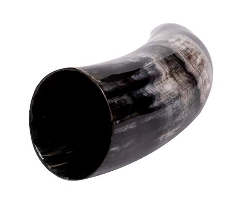 Brillibrum Design Trinkhorn Becher echtes Kuhhorn poliert mit Griff Wikinger Becher Trink-Gefäß aus Horn Bierkrug Mittelalter Unikat Horntasse Met (500 ml, poliertes Kuhhorn) von Brillibrum