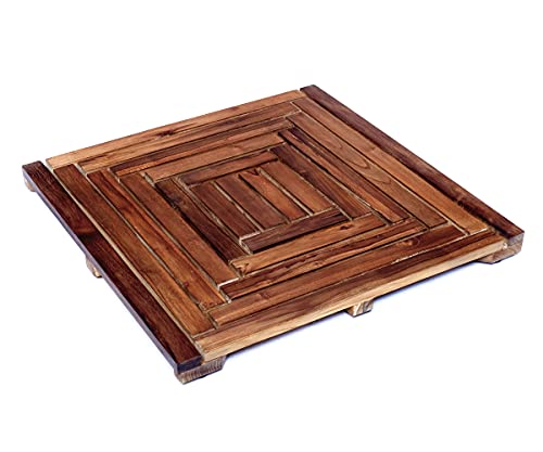 Brillibrum Design Wannenvorleger Teakholz Duschvorleger Quadratisch 50x50 Mehrzweck Duschmatte rutschfestGummi Füßen Holz Vorleger Teak Badematte (Variante 2, 50x50cm) von Brillibrum