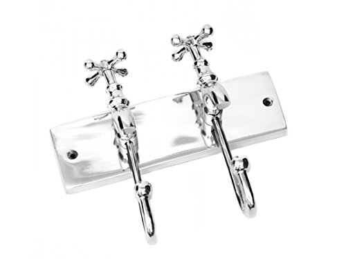 Brillibrum HANDTUCHHAKEN WASSERHAHN GARDEROBE WANDHAKEN SILBER METALL KÜCHE KLEIDERHAKEN FLYER Geschenke Geschenkidee (Doppelhaken) von Brillibrum