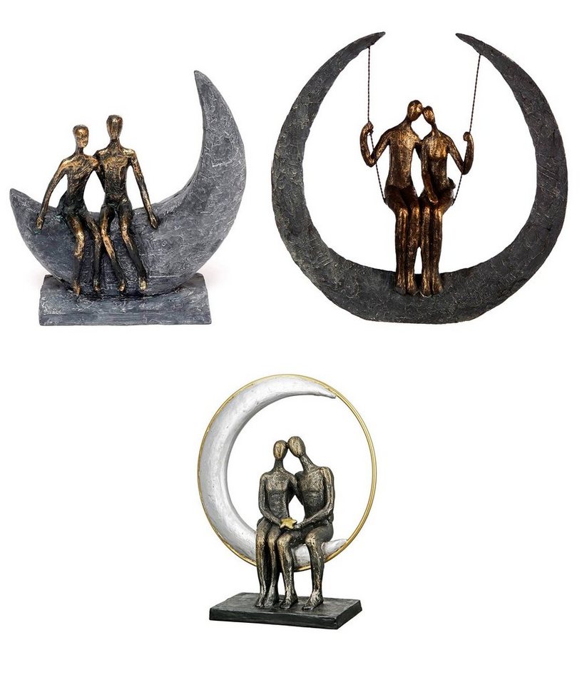 Brillibrum Skulptur Skulptur Liebespaar Mond Schaukel Polyresin Bronze Figur Statue Moon von Brillibrum