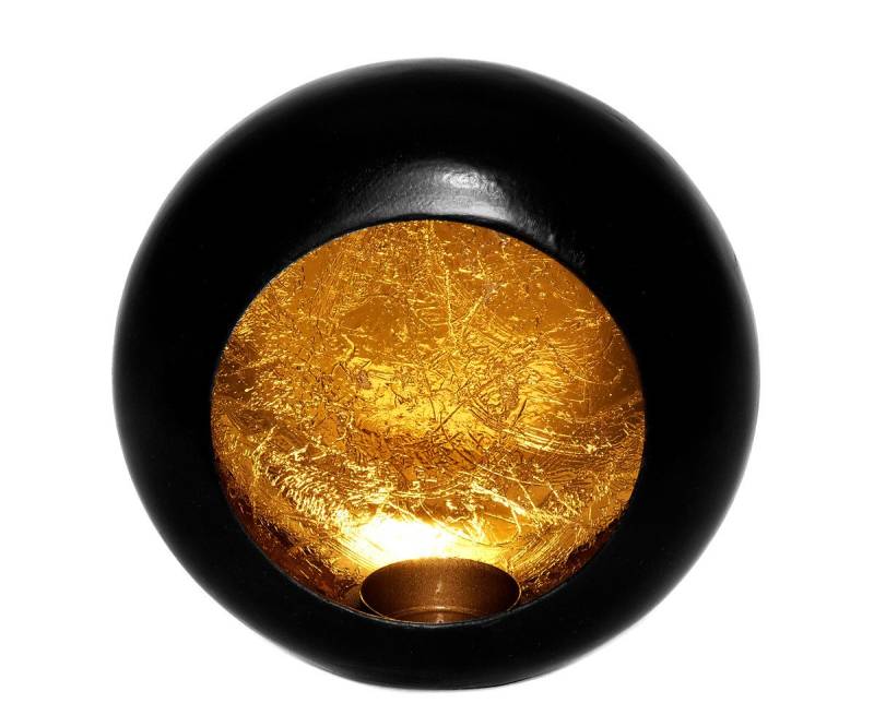 Brillibrum Teelichthalter Teelichthalter schwarz Gold Windlicht Teelicht Wandteelicht von Brillibrum