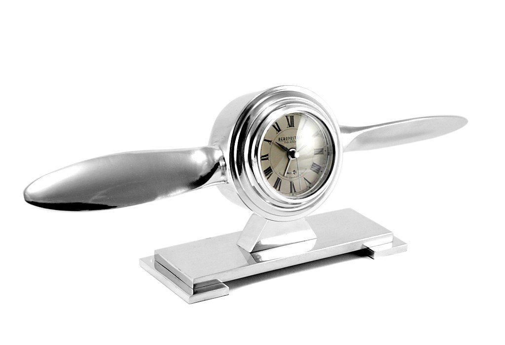 Brillibrum Tischuhr Tischuhr Propeller Uhr Kamin Flugzeug Tisch Metall Quarz Uhr Quarzuhr Wecker Clock Art Déco von Brillibrum