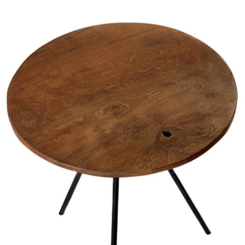 Design Beistelltisch Couchtisch rund Teakholz Eisen Holz Teak Wohnzimmertisch rund Coffee Table Edel Teaktisch Ø 50 (Fast rund/rund) von Brillibrum